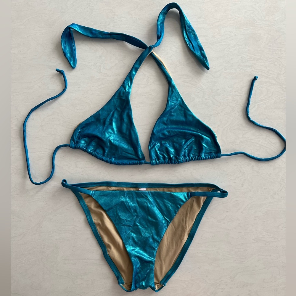 Victoria’s Secret two piece bikini size medium metallic blue
